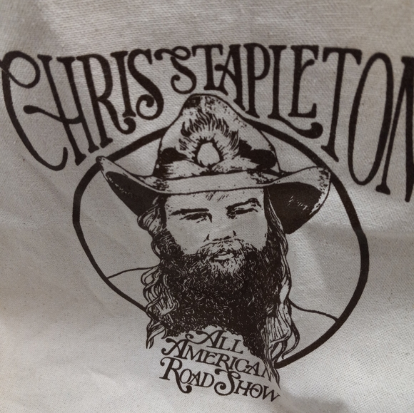 Chris Stapleton Q-Tees Canvas Fabric 15 1/2 in long x 20 in wide Cream Tote Bag - Picture 8 of 10